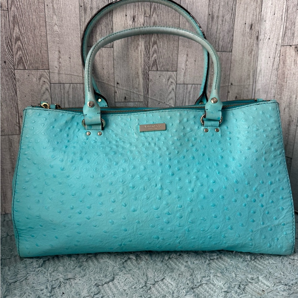 Kate Spade Turquoise Satchel / ostrich leather